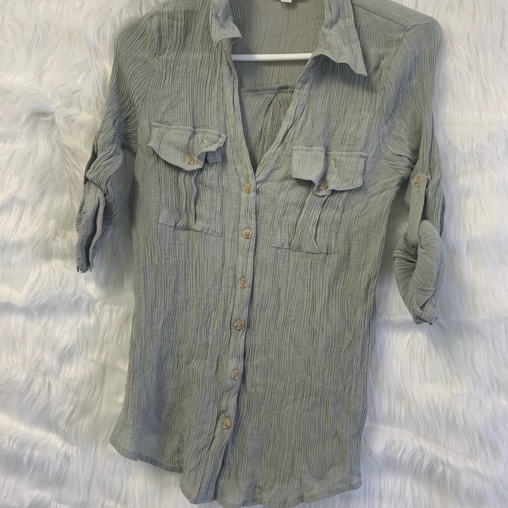 2 for $25 Sweet Wanderer Gray Textured Blouse